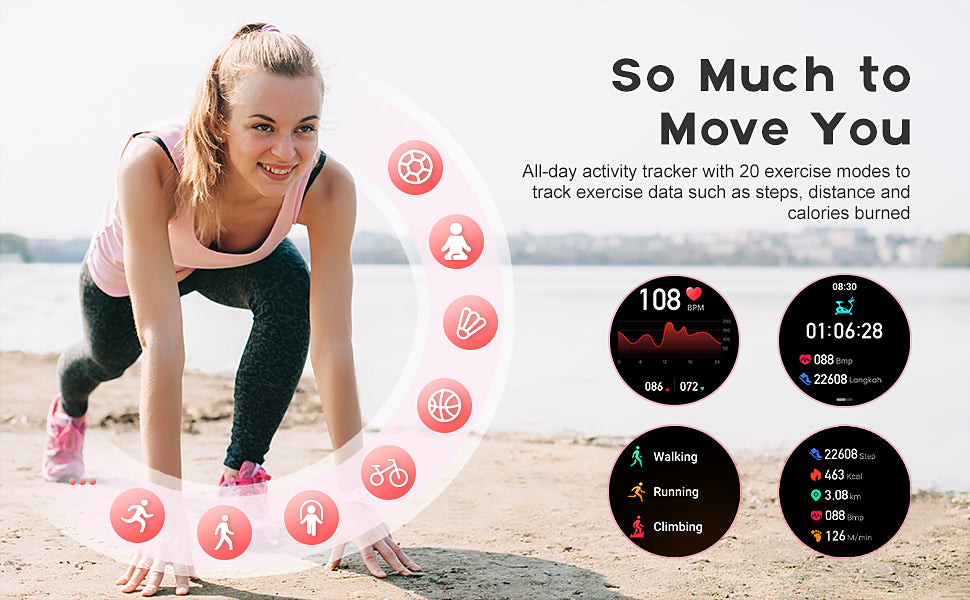 smart Watches for Women for Android and for iPhone Full Touch Screen Watch 100+ Sports Mode Fitness Tracker Watch