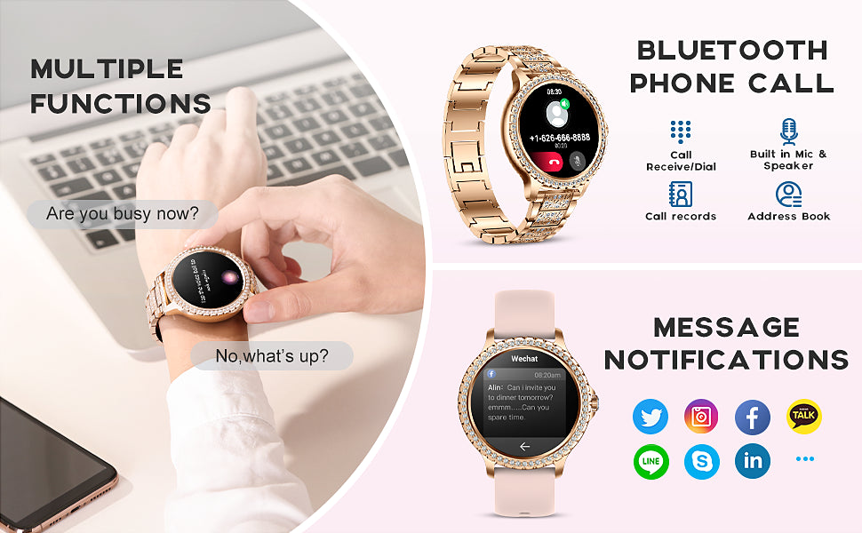 smart Watches for Women for Android and for iPhone Full Touch Screen Watch 100+ Sports Mode Fitness Tracker Watch