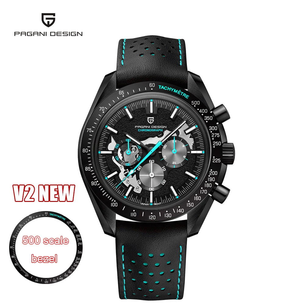 2025 New PAGANI DESIGN V2 Dark Moon Men's Watches Top Luxury Quartz Watch For Men Chronograph AR Sapphire Mirror Waterproof Gift