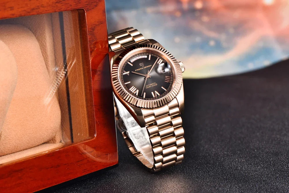 2025 New PAGANI DESIGN DD36 Mens Mechanical Watches Gold Luxury Automatic Watch For Men AR Sapphire Mirror Waterproof Gift Clock