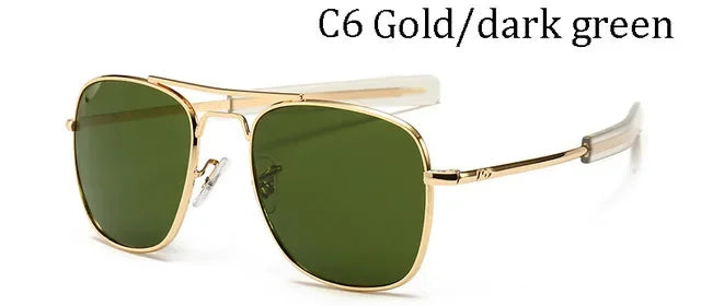 Men luxury Brand Designer Sun Glasses Vintage fashion Aviation AO Sunglasses For Male American Army Military Optical Glass Lens