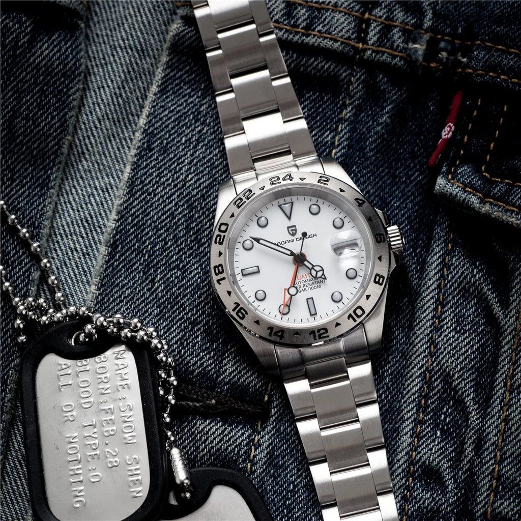 （Local delivery）PAGANI DESIGN 2025 New NH34 Men's GMT Automatic Mechanical Watches Stainless Steel 10Bar Sport BWG-9 Clock