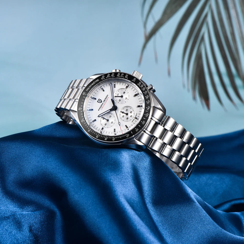 PAGANI DESIGN 2025 New Moon Watch Retro Luxury Quartz Watches For Men Stainless steel Luminous waterproof Sport Chronograph Man