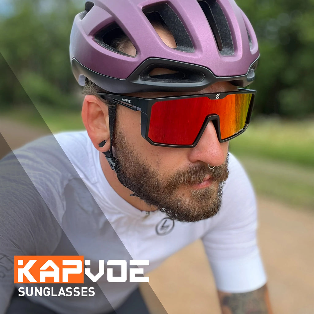 KAPVOE Polarized Cycling Glasses Sports Sunglasses for Men Women, UV400 Protection MTB Bicycle Baseball Mountain Bike Glasses