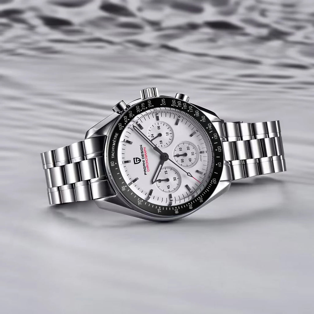 PAGANI DESIGN 2025 New Moon Watch Retro Luxury Quartz Watches For Men Stainless steel Luminous waterproof Sport Chronograph Man