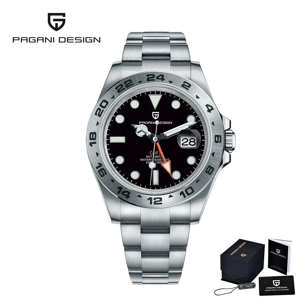 PAGANI Design 2025 New 42MM GMT Watch  Men's Automatic Mechanical Watches Sapphire Stainless Steel Waterproof Watch Reloj Hombre