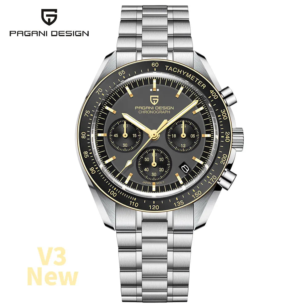 PAGANI DESIGN  New V5 PD1701 Men's Watches Luxury Quartz Watch Men Sport Speed Chronograph AR Sapphire glass 100M Waterproof