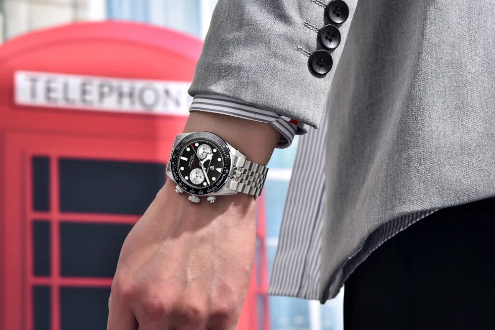 PAGANI DESIGN 2025 New BB Panda Men's Watches Retro Luxury Quartz Watch For Men Sport Chronograph Stainless steel Bracelet Watch