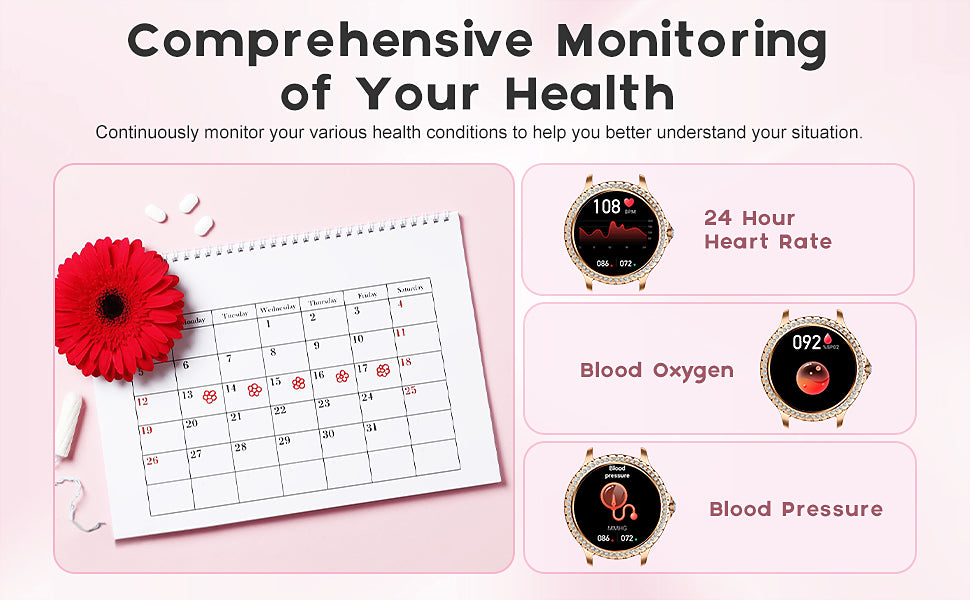 smart Watches for Women for Android and for iPhone Full Touch Screen Watch 100+ Sports Mode Fitness Tracker Watch